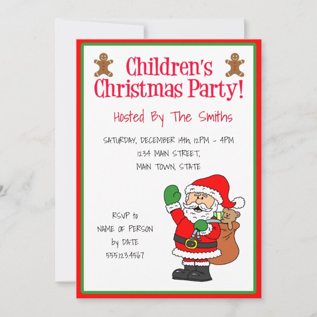 Invitación Santa Cute, Fiesta de Navidades para niños (Anverso)