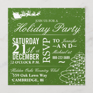 Invitación Santa de la fiesta de Navidad y trineo