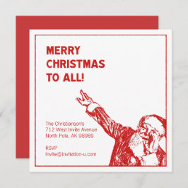 Invitación Santa dice: "¡Feliz Navidad a todos!" Fiesta
