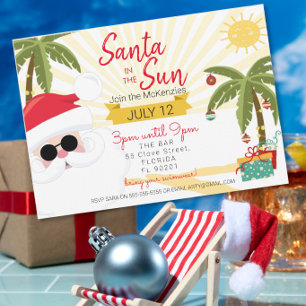 Invitación Santa en el sol fiesta de verano Navidad australia