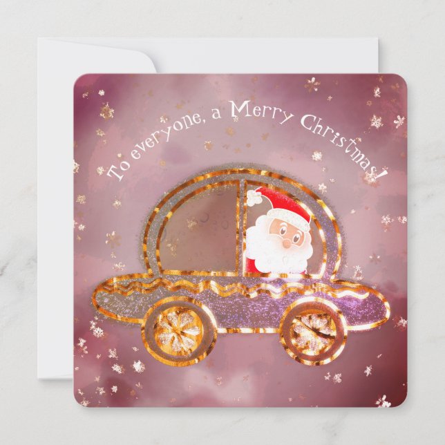 Invitación Santa en su coche en Navidad (Anverso)