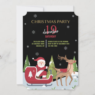 Invitación Santa en su trineo Fiesta de Navidad