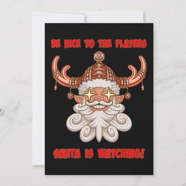 Invitación Santa está viendo la divertida mesa de vacaciones  (Anverso)