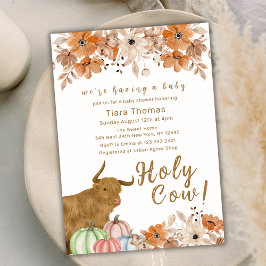 Invitación Santa Floral de vaca otoño Highland Cow Baby Showe
