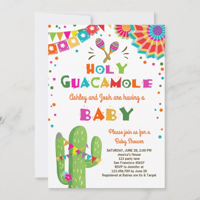 Invitación Santa Guacamole Fiesta Bebé invita a México (Anverso)