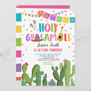 Invitación Santa Guacamole Fiesta Cactus Ducha Bridal