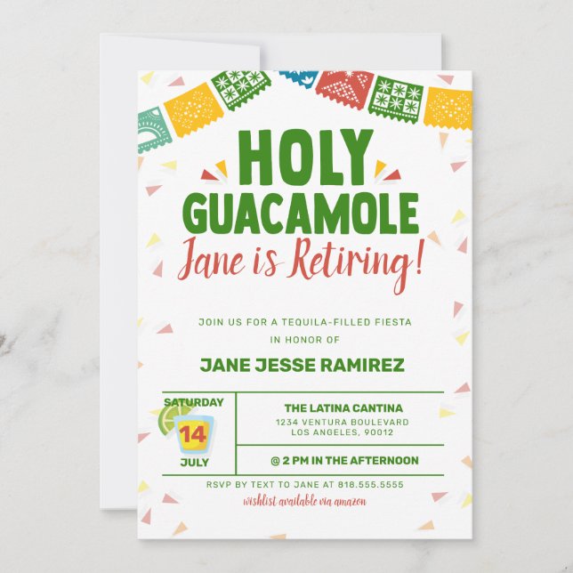 Invitación Santa Guacamole Fiesta de Jubilación (Anverso)