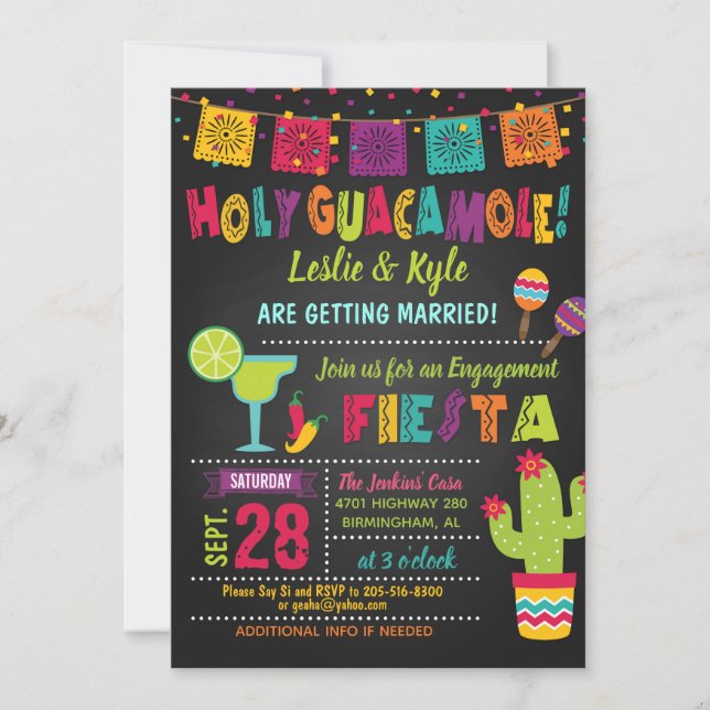 Invitación Santa Guacamole Fiesta Engagement Shower Invitació (Anverso)