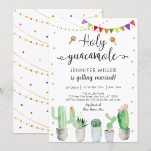 Invitación Santa Guacamole Fiesta Parejas Ducha Británica