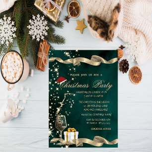 Invitación Santa Hat, Glass, Green Corporate Navidades
