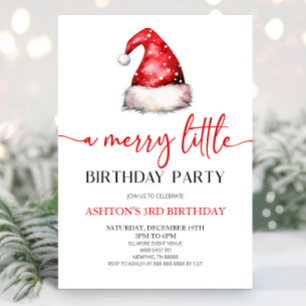 Invitación Santa Hat Navidades a una fiesta de cumpleaños