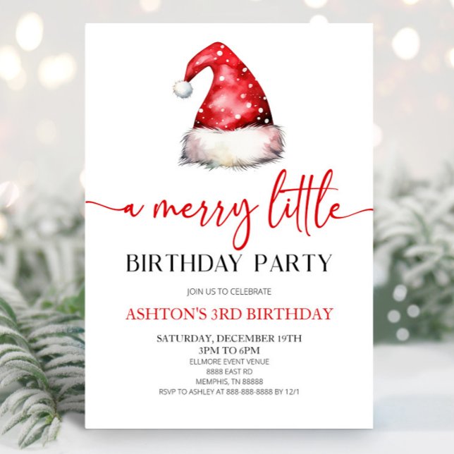 Invitación Santa Hat Navidades a una fiesta de cumpleaños (Subido por el creador)
