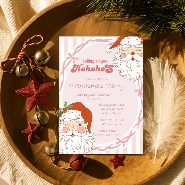 Invitación Santa Ho Ho Hos Funny Friendsmas Navidades Fiesta (Subido por el creador)