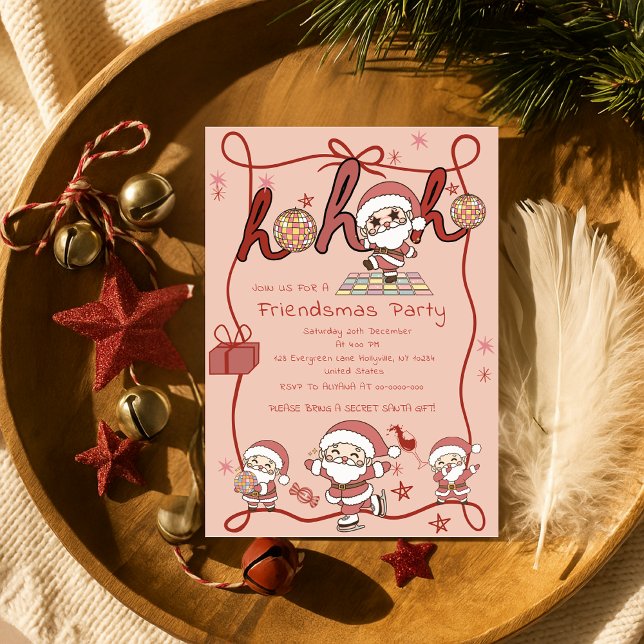 Invitación Santa Ho Ho Hos Funny Friendsmas Navidades Fiesta (Subido por el creador)