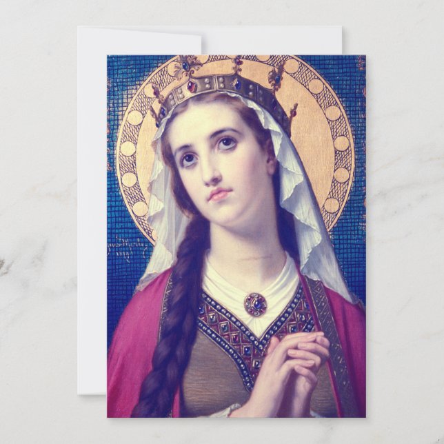 Invitación Santa Isabel de Hungría Estilo Romántico Premium (Anverso)