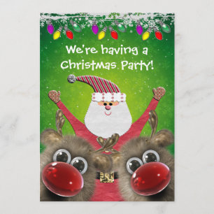 Invitación Santa lindo y fiesta de Navidad mullida de