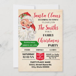 Invitación Santa llega al fiesta de Navidades de la ciudad