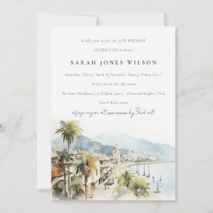 Invitación Santa Marta Colombia Paisaje Acuarela Cumpleaños