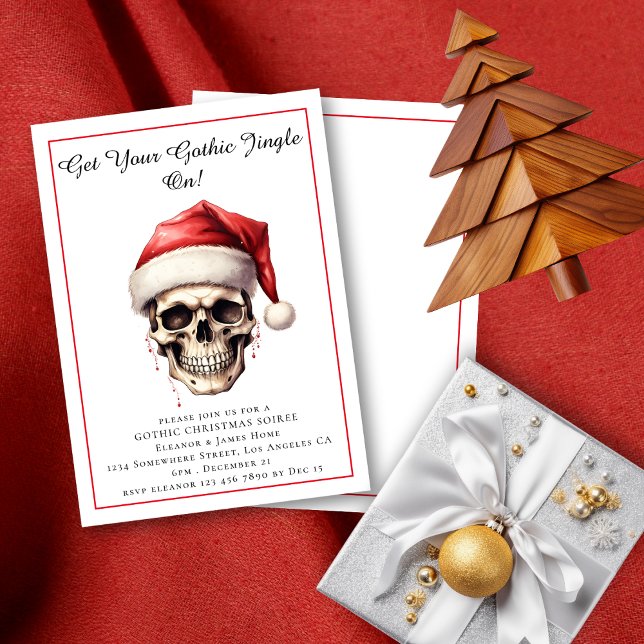 Invitación Santa Merry navidad gótica (Front and Back Views)