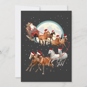 Invitación Santa montando caballos, trineo ecuestre