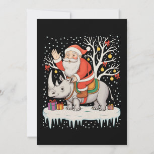Invitación Santa montando rinoceronte luces de nieve de Navid