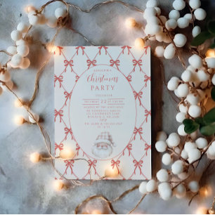 Invitación Santa Navidad con Lazo Rosado