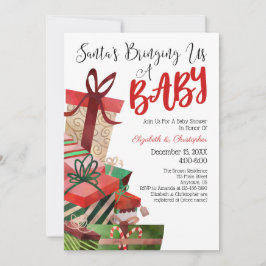 Invitación Santa nos trae un Navidad de bebés Baby Shower