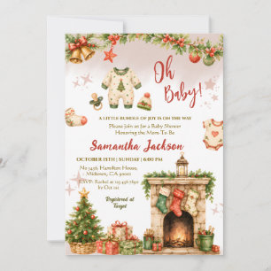 Invitación Santa Oh Baby Navidad fiesta de bebé de invierno