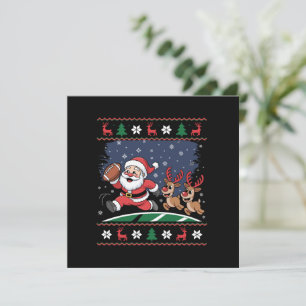 Invitación Santa Reno Ciervo Juega Fútbol Americano Feo Xmas
