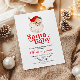 Invitación Santa Retro Baby Fiesta de Bebé de Vacaciones