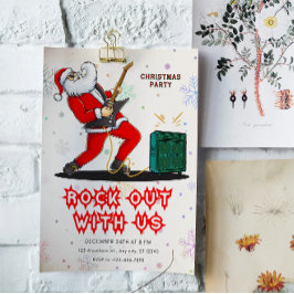 Invitación Santa Rock Out Party Christmas Invitation