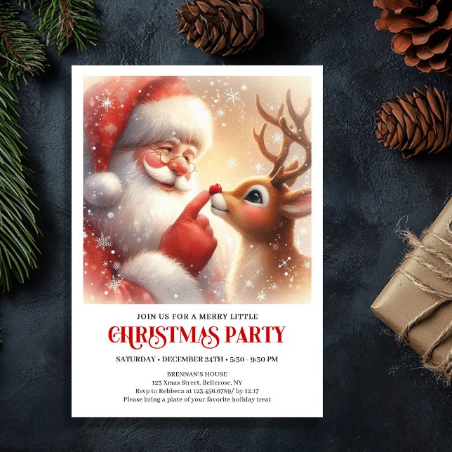 Invitación Santa Rudolph Festive Family Christmas Invite (Santa Rudolph Festive Family Christmas Invite)