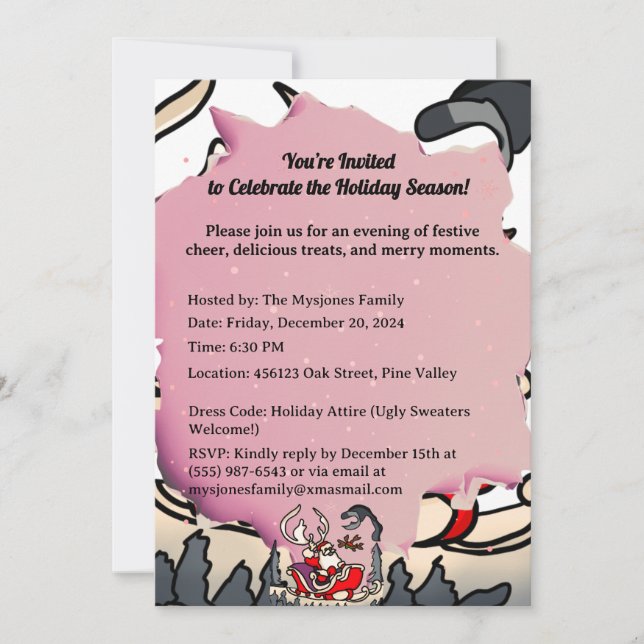 Invitación Santa Rústica en Sleigh con Linterna (Anverso)