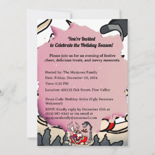 Invitación Santa rústico en trineo con linterna