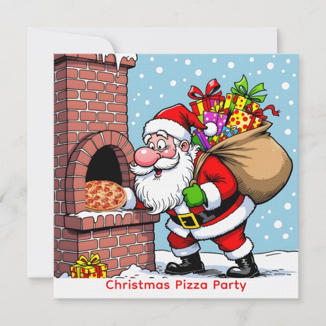 Invitación Santa’s Chimney Pizza Oven Christmas Gathering (Anverso)