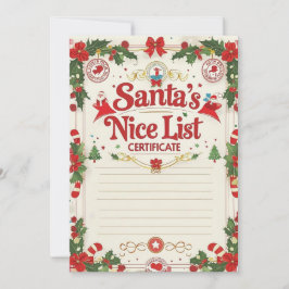 Invitación Santa’s Nice List Certificate | Official