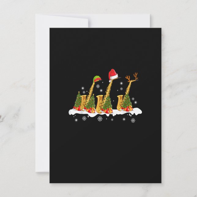 Invitación Santa Saxophone Christmas Lights Cute Instrument X (Anverso)