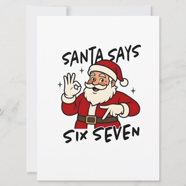 Invitación Santa Says Six Seven 6 7 Funny Brainrot Christmas (Anverso)