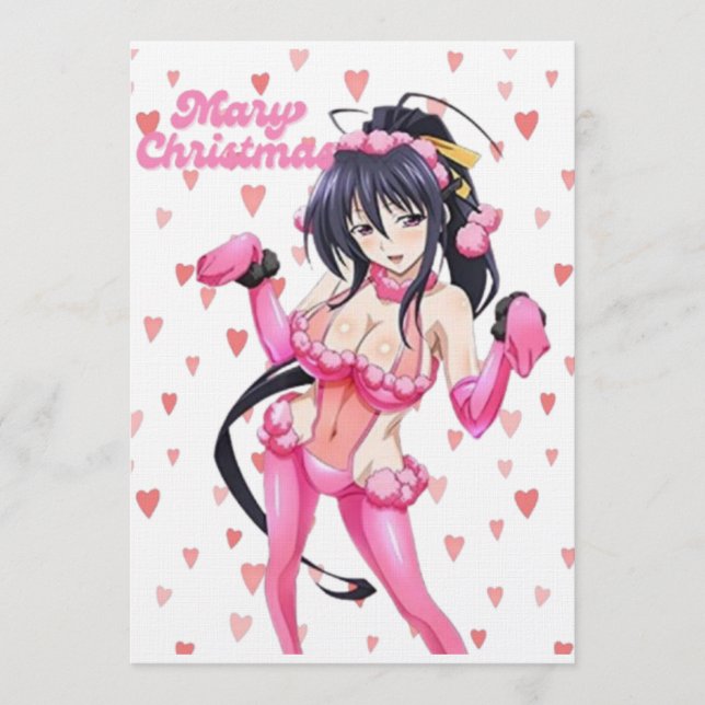 Invitación Santa Sexy Navidad Corazón Rosa Diva Anime (Anverso)