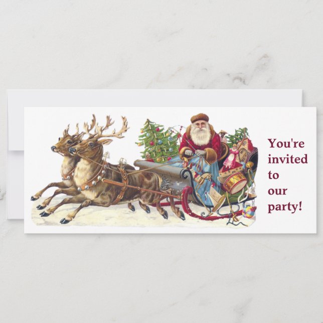Invitación santa sleigh fiesta de Navidad (Anverso)