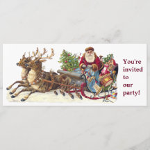 Invitación santa sleigh fiesta de Navidad