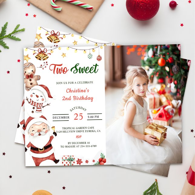 Invitación Santa Snowman Dos Dulces Navidades Fiesta de Cumpl (Subido por el creador)
