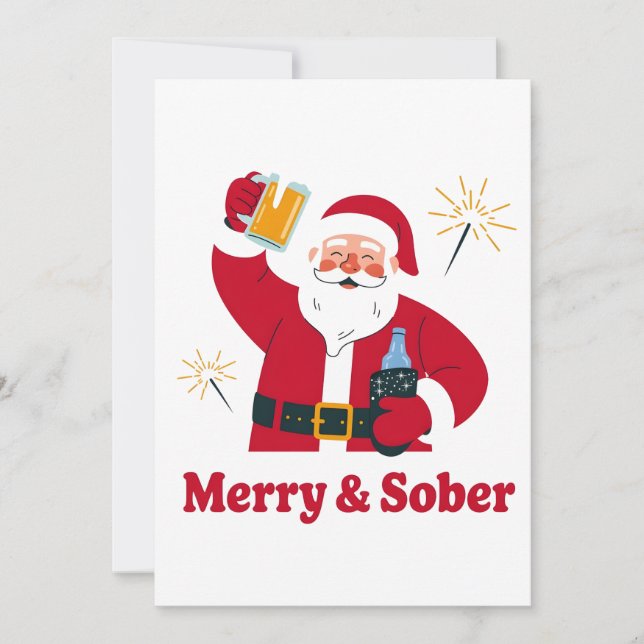 Invitación Santa Sobrio Navidad Sobriedad Navidad Sobrio (Anverso)