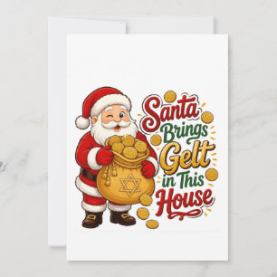 Invitación Santa trae gelt en esta casa Christmukkah judío