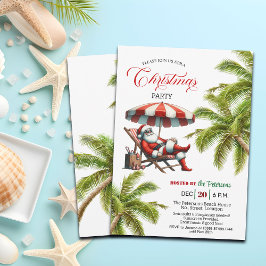 Invitación Santa under a Beach Umbrella Christmas Party