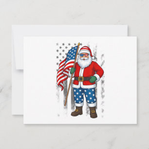 Invitación Santa USA Bandera Americana Navidad En Julio Feliz