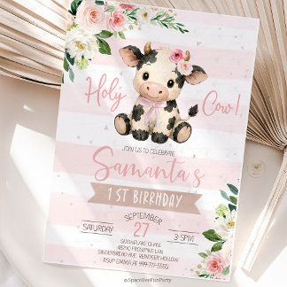 Invitación Santa Vaca Cumpleaños 1er Highland