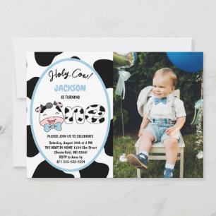 Invitación Santa Vaca Cumplo Un Año Foto de Cumpleaños