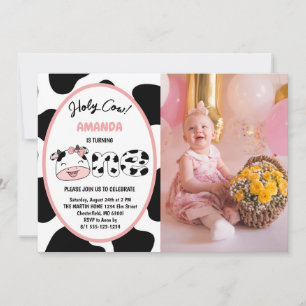 Invitación Santa Vaca Cumplo Un Año Foto de Cumpleaños