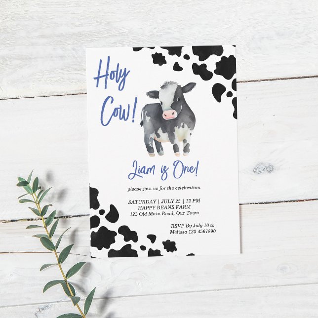 Invitación Santa vaca, negro y azul, linda fiesta de cumpleañ (Subido por el creador)